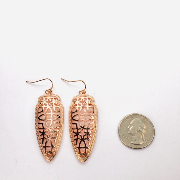 Rose Gold Filigree Chunky Earrings | Rose Gold Earrings - Picture 2 of 2